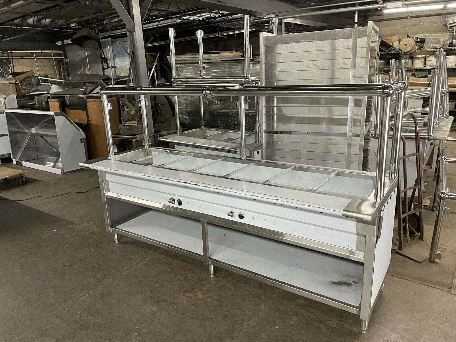 96" 8ft Steam Table All Stainless Steel 7 Pan 2 Burners Gas w/ Sneeze