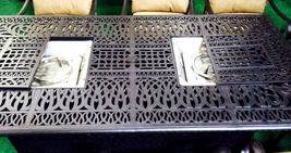 Propane fire pit dining table set 9 piece outoor cast aluminum  patio furniture. image 6