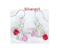 Sweetheart glass flower dangle earrings thumb200