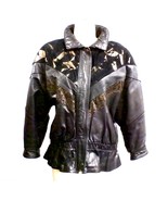 VTG 80s Leather Biker Jacket Cosa Nova Women Huge Shoulders  M Black Sue... - $166.15