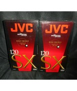 2 BRAND NEW BLANK JVC VHS HIGH ENERGY TAPES T-120 SX CASSETTE RECORDABLE... - $5.90