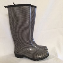 KAMIK Annabel Rain Boot Womens Size 6 Black White  Houndstooth Rubber Winter  - $24.74