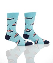 Yo Sox Men's Premium Crew Socks Blue Jet Ski Motif Cotton Antimicrobial 