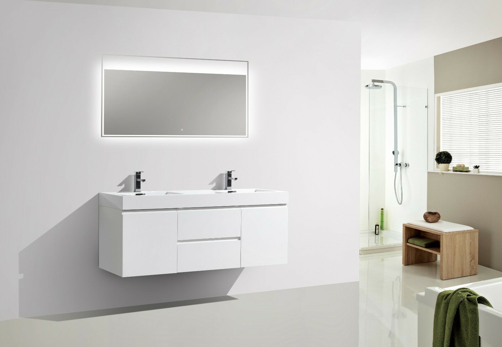 Moreno Bath 60" Bathroom Vanity Free Standing Double Sink ...