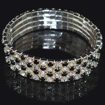 2/3/4 Rows Full Rhinestone Shiny Bracelet for Women Crystal Stretch Brac... - $9.98