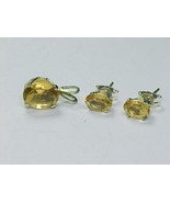CITRINE Stud EARRINGS and PENDANT SET - Vintage - FREE SHIPPING - $60.00