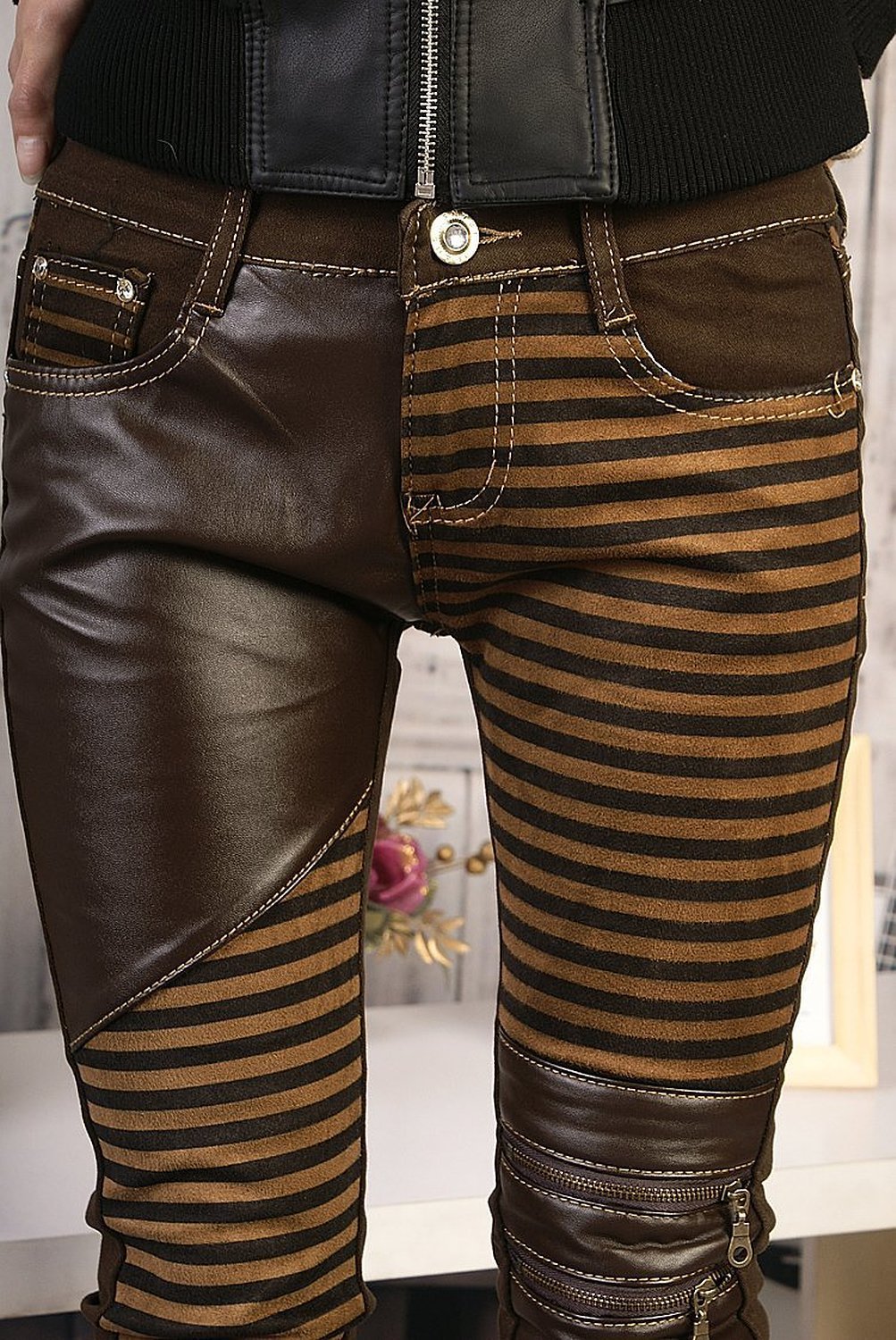 Yosinacos Women's Leather Steampunk Pants Skinny Legging Tights Pencil ...