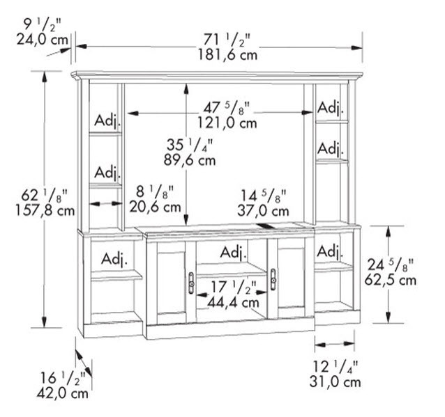 Large Wood LCD TV Tall Storage Stand Media Home Entertainment