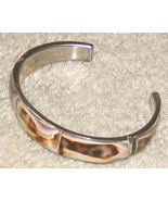 Vintage Costume Jewelry Silvertone/Brown Cuff Bracelet - $5.79