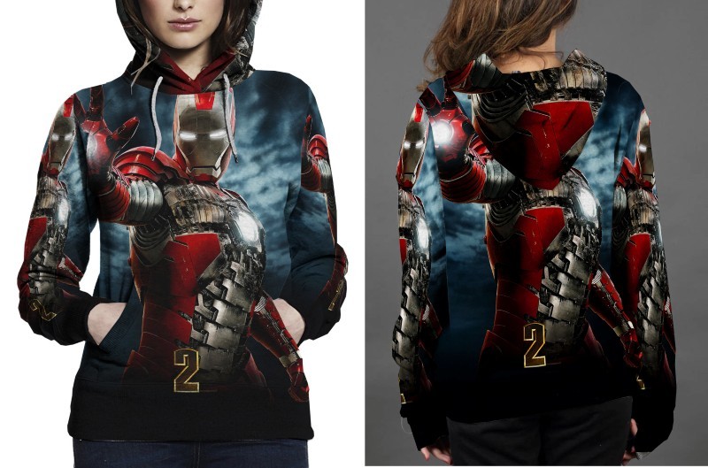 2017 Very popular Fashion  Iron Man apparel Hoodie Fullprint Women