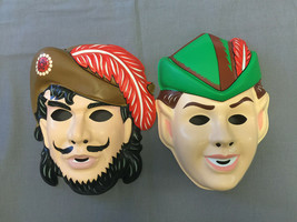 CAPTAIN HOOK &amp; PETER PAN PVC HALLOWEEN MASK SET - $14.80