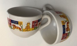 Royal Norfolk Set of 2 Lg. Coffee Mugs Cats Pattern Soup Cereal Ceramic Tea Cup - $29.99