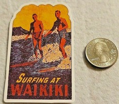 Surfing at Waikiki Super Cool Vintage Looking Multicolor Sticker Decal A... - $2.96