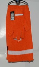 Miami Dolphins Chenille Scarf Glove Gift Set Orange White Aqua Dolphin - $24.99