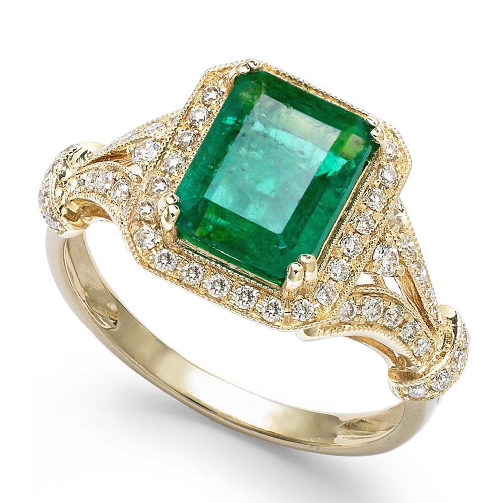 Emerald Cut Green Sapphire 14k Gold Plated 925 Silver Womens Bridal ...