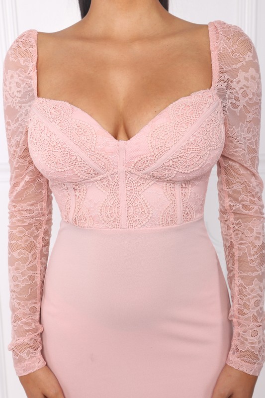 Image 1 of Romantic Sweetheart Neckline Powder Pink Bodycon Party Dress, S, M or L