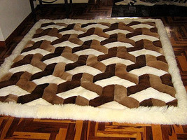 Exclusive modern peruvian Alpaca fur rug with a 3D-Design, 190 x 140 cm - $501.10