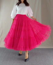 Women A Line Layered Tulle Skirt Outfit Plus Size Full Tiered Ruffle Tulle Skirt image 6