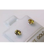 14K WHITE GOLD Genuine CITRINE Stud EARRINGS - $52.00