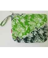 Exxon Mobil Zipper Bag Studio Pouch Green Floral Fabric 11&quot; x 9&quot;  - $14.54