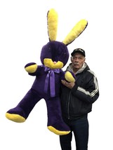 Giant Stuffed Easter Bunny 60 Inch Soft Big Plush 5 Foot Rabbit Purple Y... - $197.11