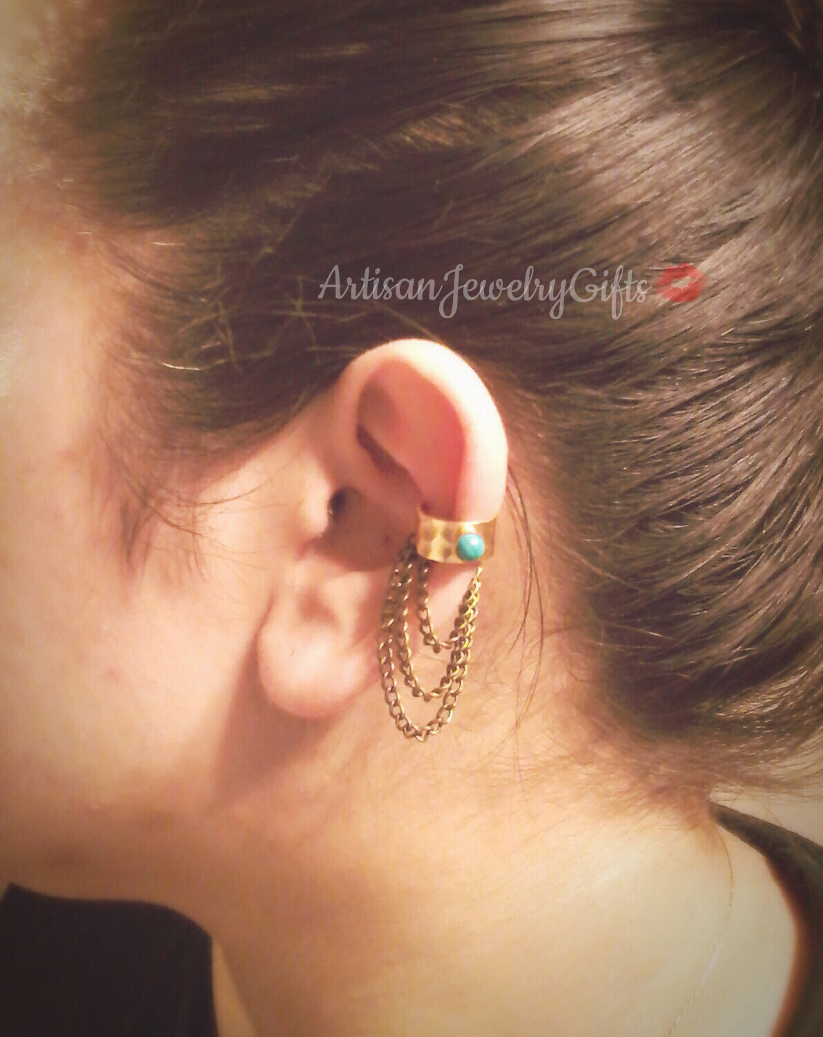 Turquoise Armor Ear Cuff No Piercing Ear Cuff Bohemian Ear Cuff Boho