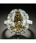 3Ct Oval Cut Lab Created Brown Diamond Halo Wedding Ring 14K White Gold ... - $121.54