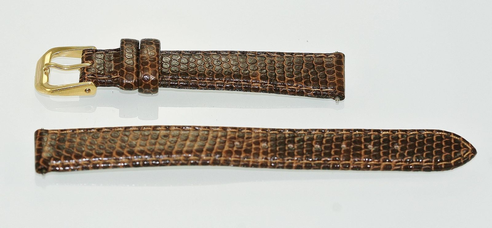 Fossil Womens Gold Tone Brown Leather Replacement Watch Band 14mm