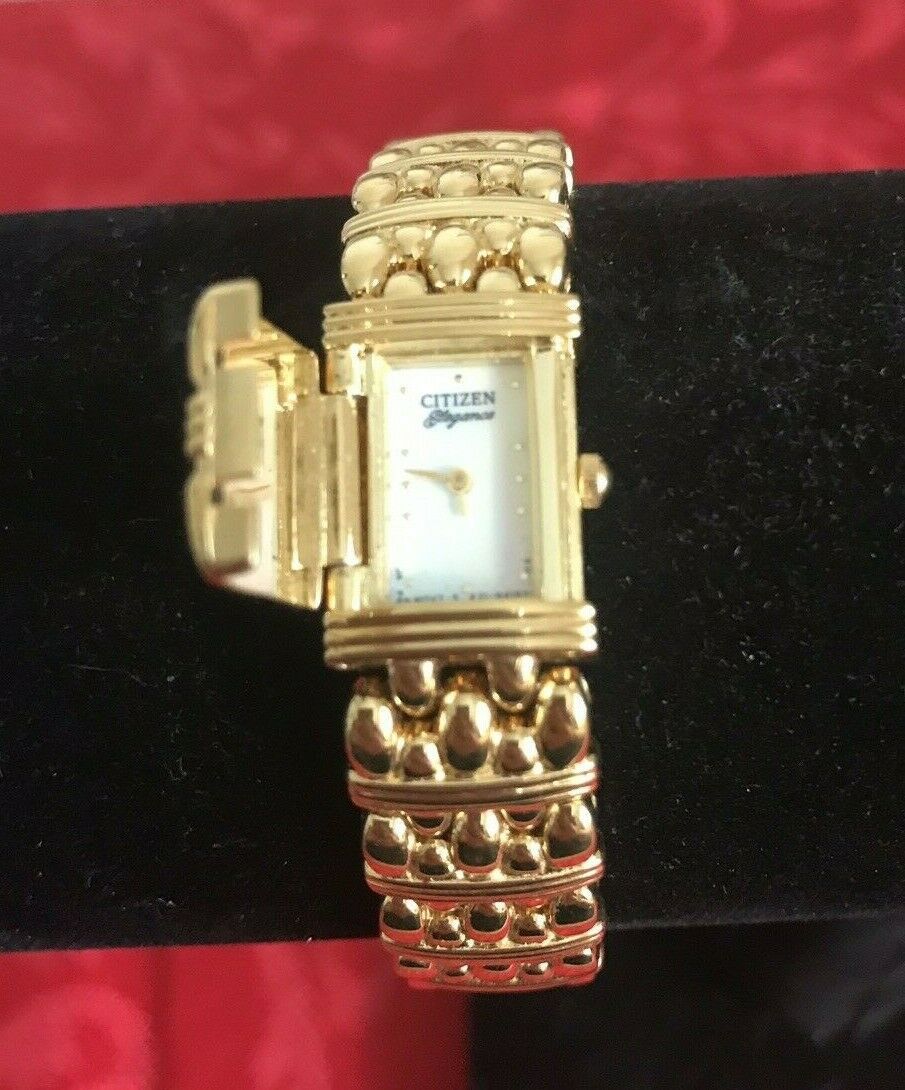 Citizen Elegance Ladies Gold Tone Flip Top Watch 5421-S49054 - Wristwatches