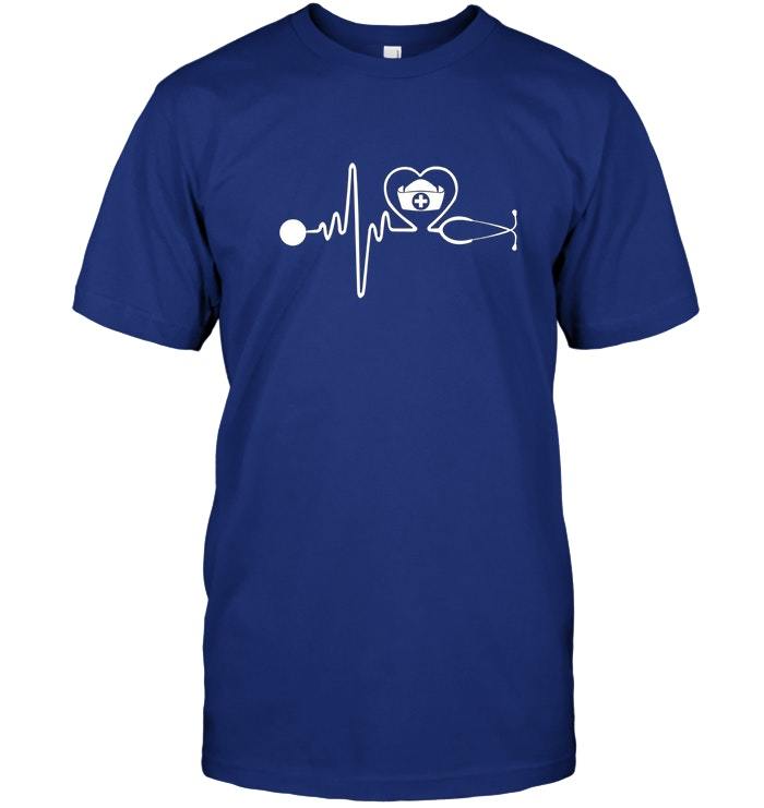 Nurse Stethoscope Heart Line Rate Monitor Pulse T Shirt Vintage Men Gift Tee New TShirts