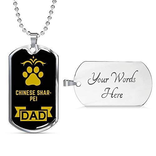 Dog Lover Gift Chinese Shar-Pei Dad Dog Necklace Engraved Stainless Steel Dog Ta