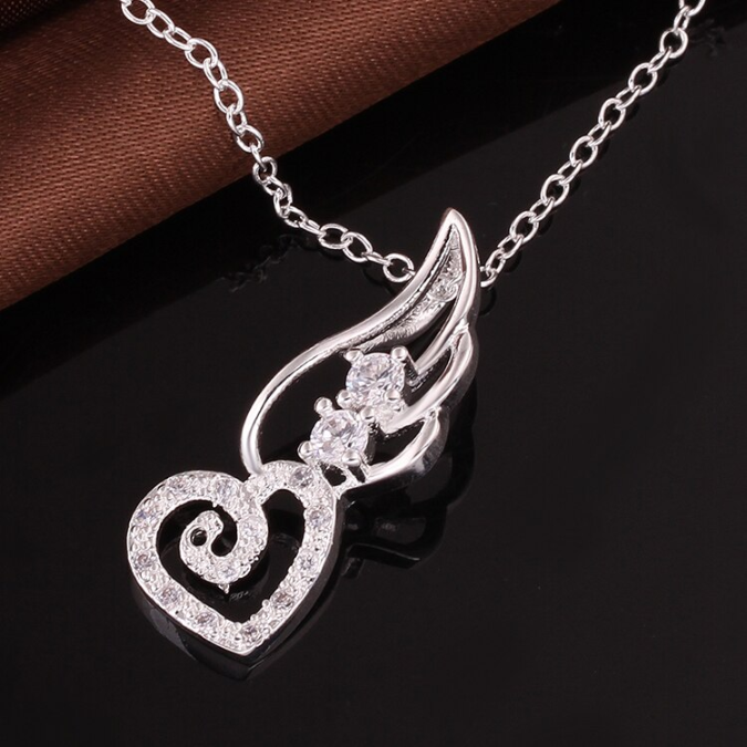 Heart with Wings Pendant Necklace 925 Sterling Silver NEW - Necklaces ...