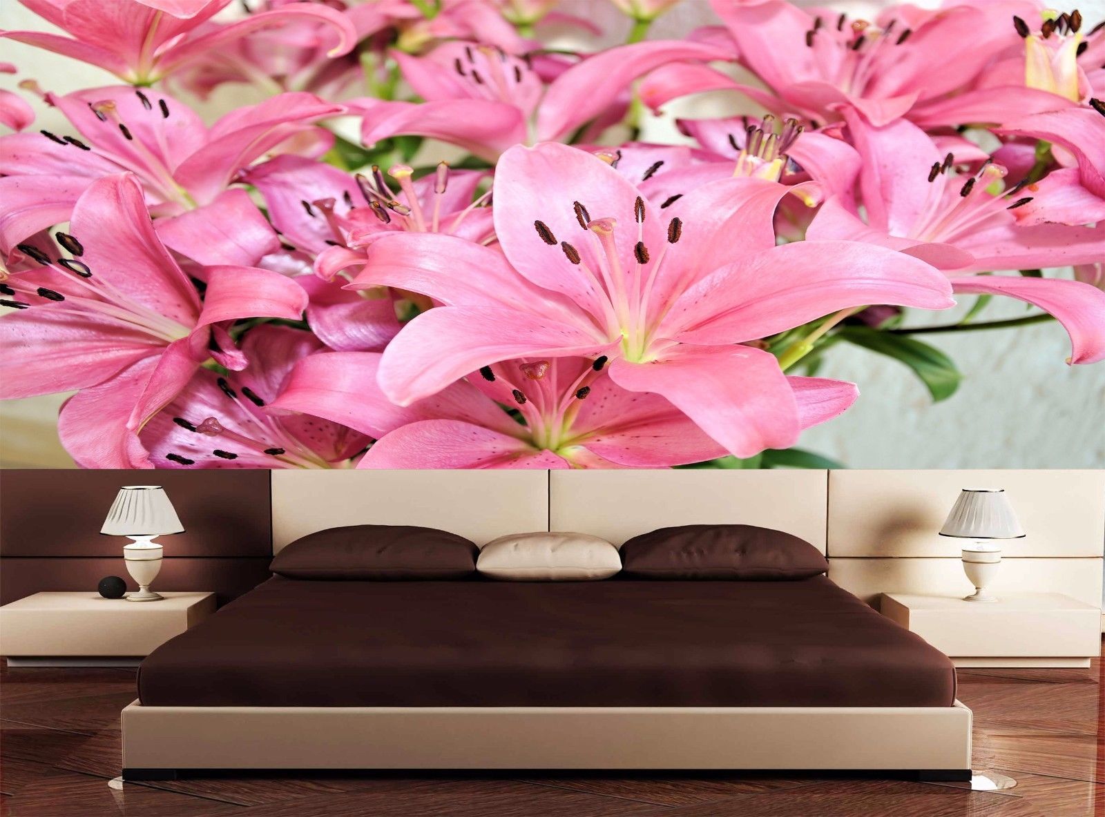Wall Mural Large Lily Flowers Wall art Home Room Decor Print Paper