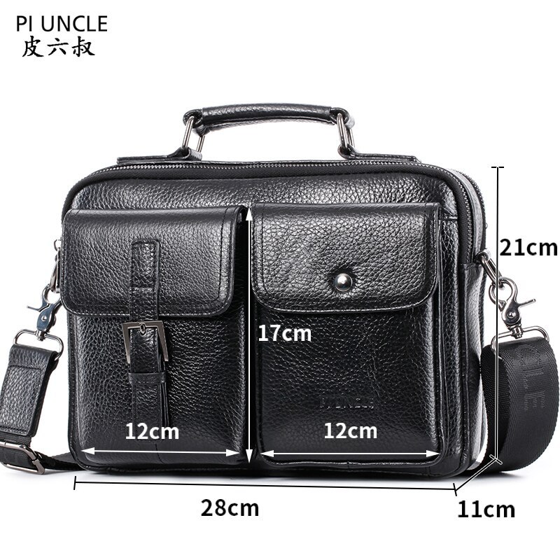 PI UNCLE Men's genuine leather briefcase laptop bag Natural leather ...