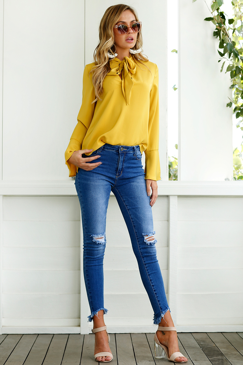 mustard yellow shirts for women