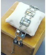 Ascopa Sterling Multi Gemstone Modernist Panel Link Bracelet 7.5" NWOB Wide - $125.00