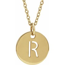 Precious Stars Unisex 14K Yellow Gold Initial R Dangle Disc Necklace - $277.00