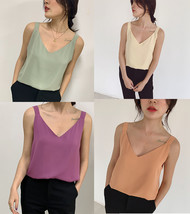 2022 V-neck Chiffon Sleeveless Top Ladies Chiffon Tank Bridesmaid Chiffon Tank T