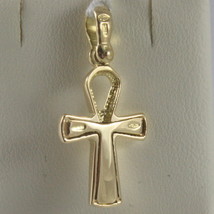 SOLID 18K YELLOW GOLD CROSS, CROSS OF LIFE, ANKH, DIAMOND, 1.02 IN MADE IN ITALY image 2