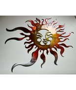 Sun w/ Smiling Face - Metal Wall Art - Fire Tinged 14&quot; x 11&quot; - $36.00