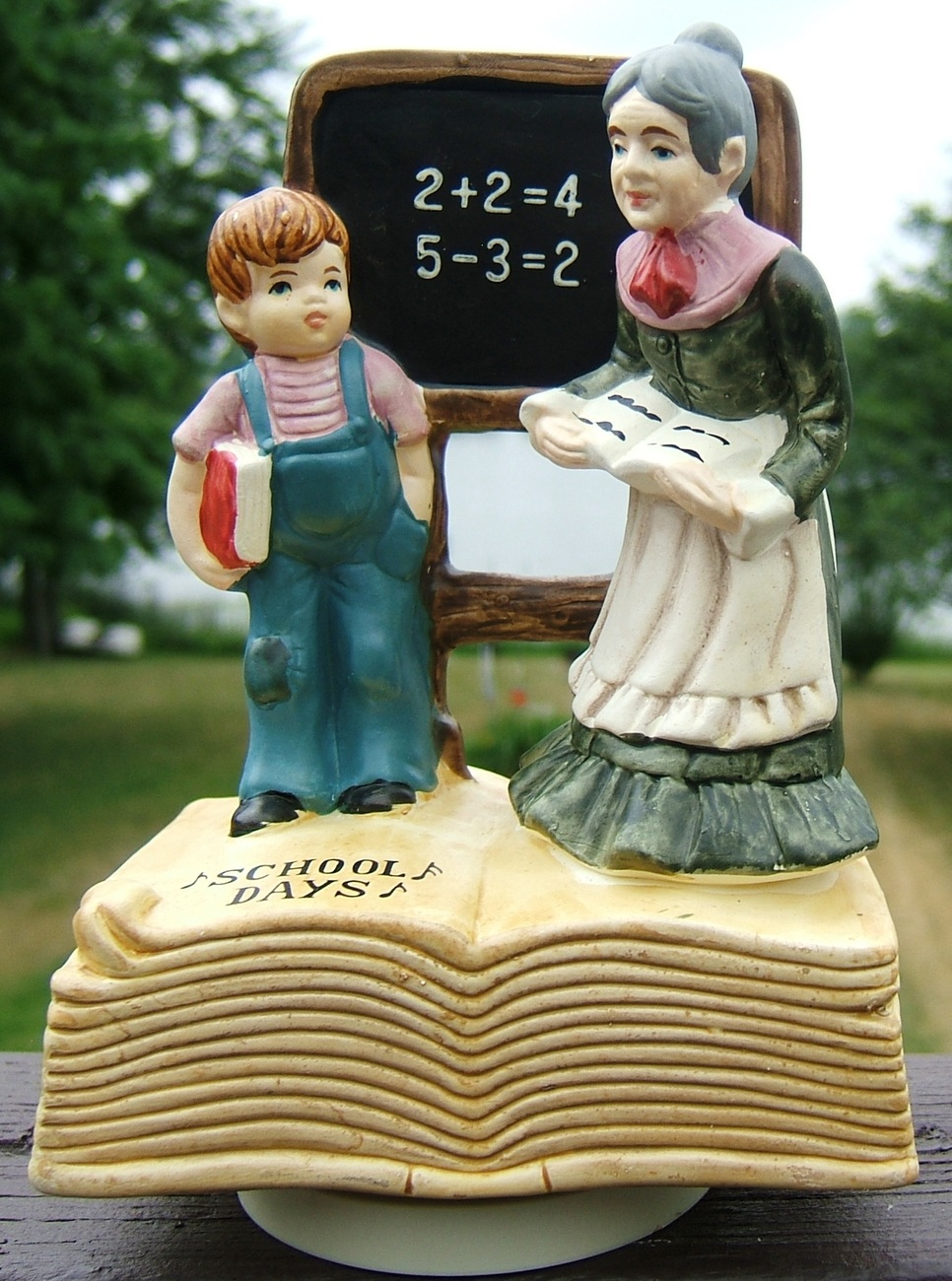 Vintage SANKYO Albert Price SCHOOL DAYS Ceramic MUSIC BOX 1974 JAPAN