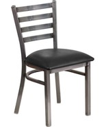 Hercules Series Clear Coated Ladder Back Metal Restaurant Chair - Black ... - £98.54 GBP
