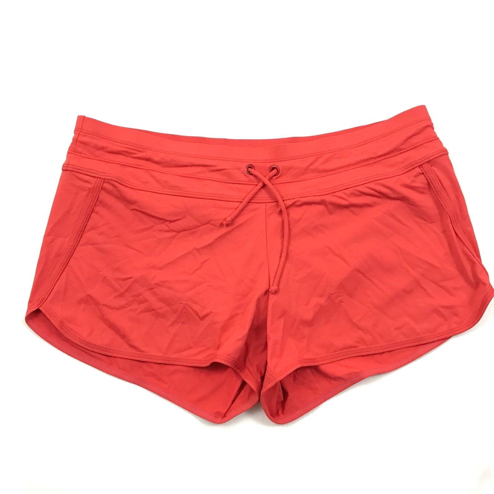 ATHLETA Womens M Active Shorts Coral Orange Swim Hike Run Lined Short