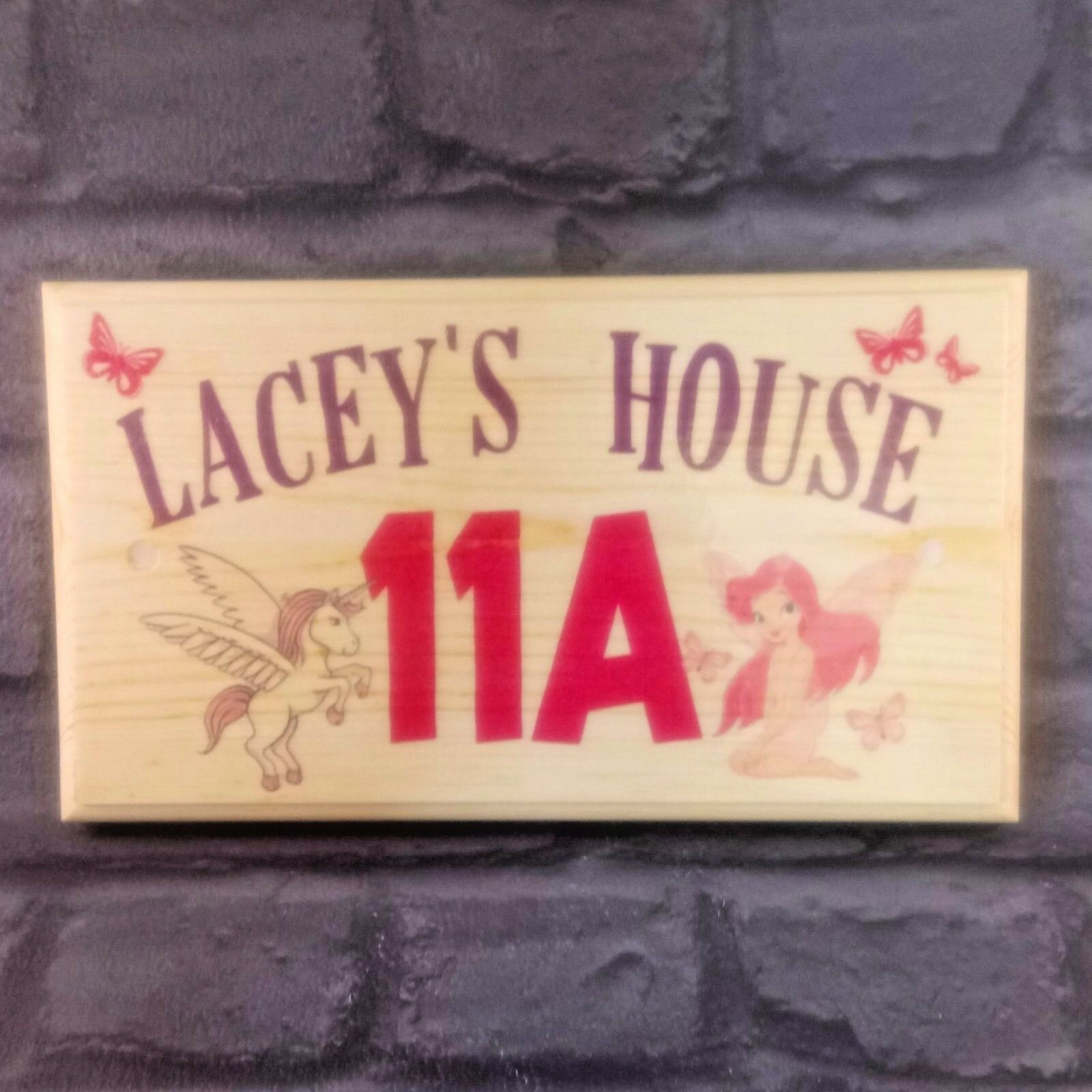 Primary image for Large Personalised Unicorn & Fairy Plaque / Sign / Gift - Girls Play House Shed