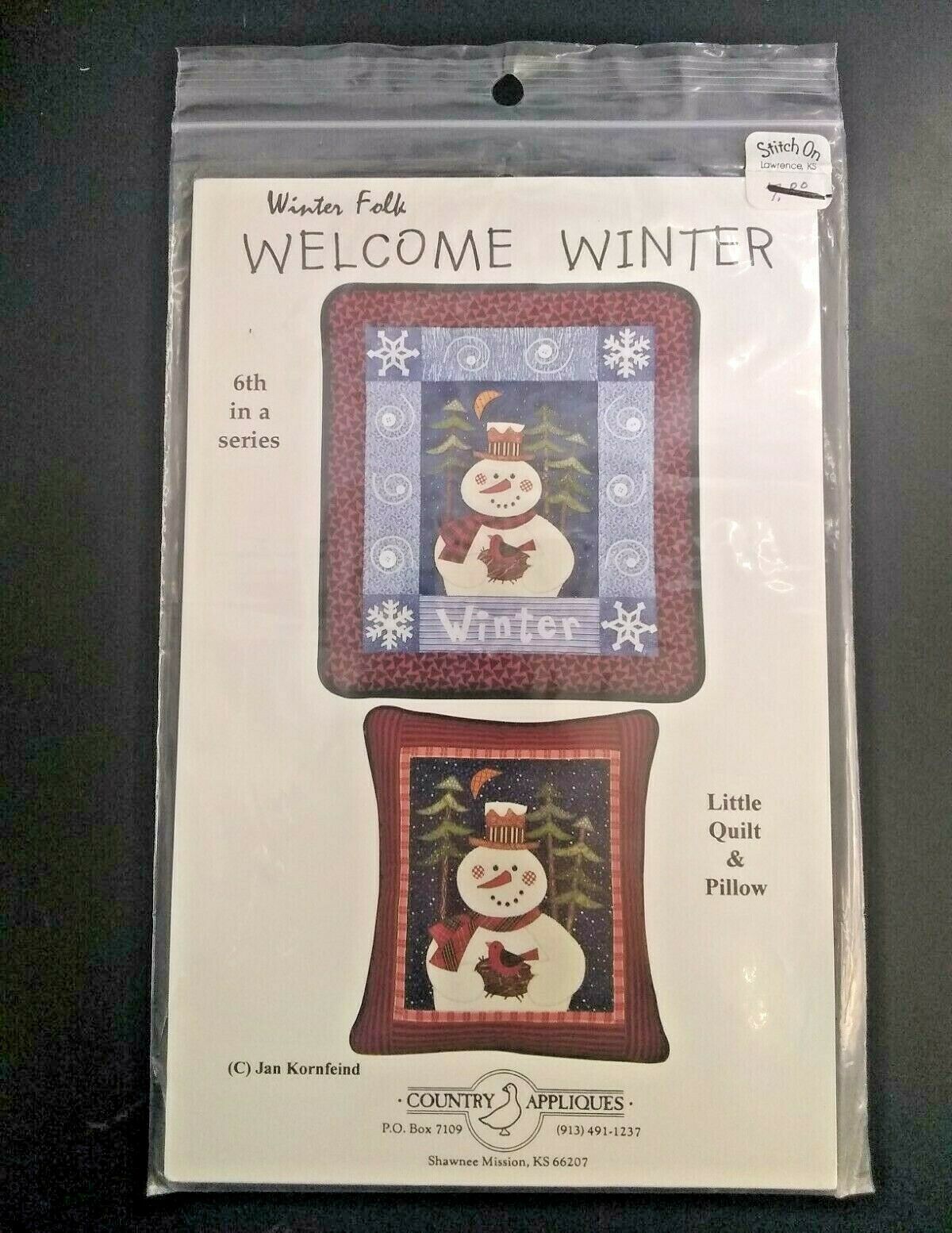 Primary image for Winter Folk Welcome Winter Quilt Pattern Country Appliques Wall Pillow CA-133