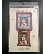 Winter Folk Welcome Winter Quilt Pattern Country Appliques Wall Pillow C... - $6.81