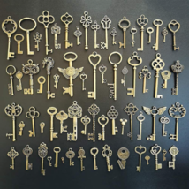 69 Antique Bronze Skeleton Keys - Mixed Antique Keys - Vintage Skeleton Key image 1