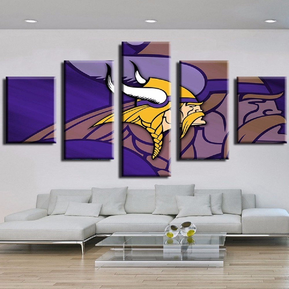 5 Piece Minnesota Vikings Sports Team Canvas Painting Frames Wall Art