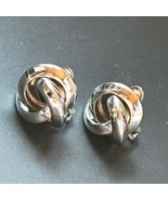 Estate Napier Signed Silvertone Twist Knot Clip Earrings – marked on bac... - $13.99
