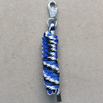 Horse Roping Lead Rope Riding Poly Blue Black White 1/4"X8 Ft Snaps U-H436 - $19.79